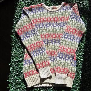 Boston Traders vintage 90s chunky knit sweater in multi-colour knitwear